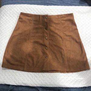 Brown suede mini skirt